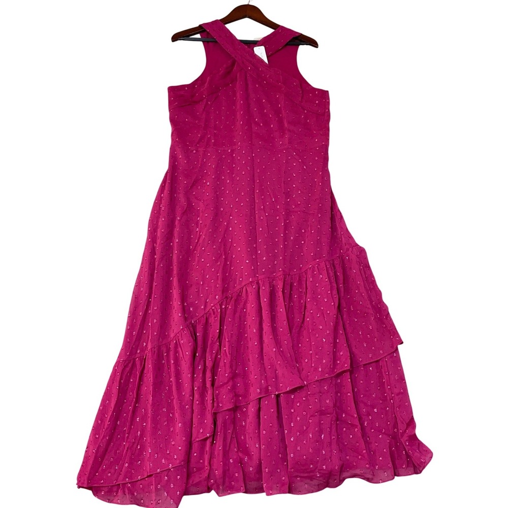 NWT Soft Surroundings Women's 14 Pink Sanna Sparkling Maxi Dress High Neck